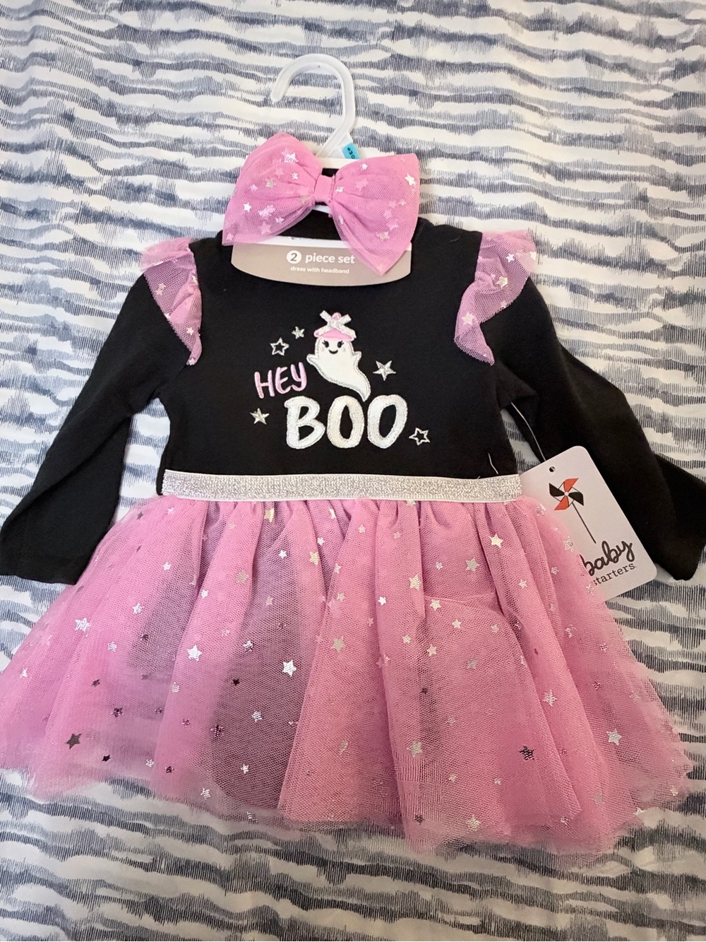 Baby Starters Black & Pink 'Hey Boo' Tutu Dress with Star Headband